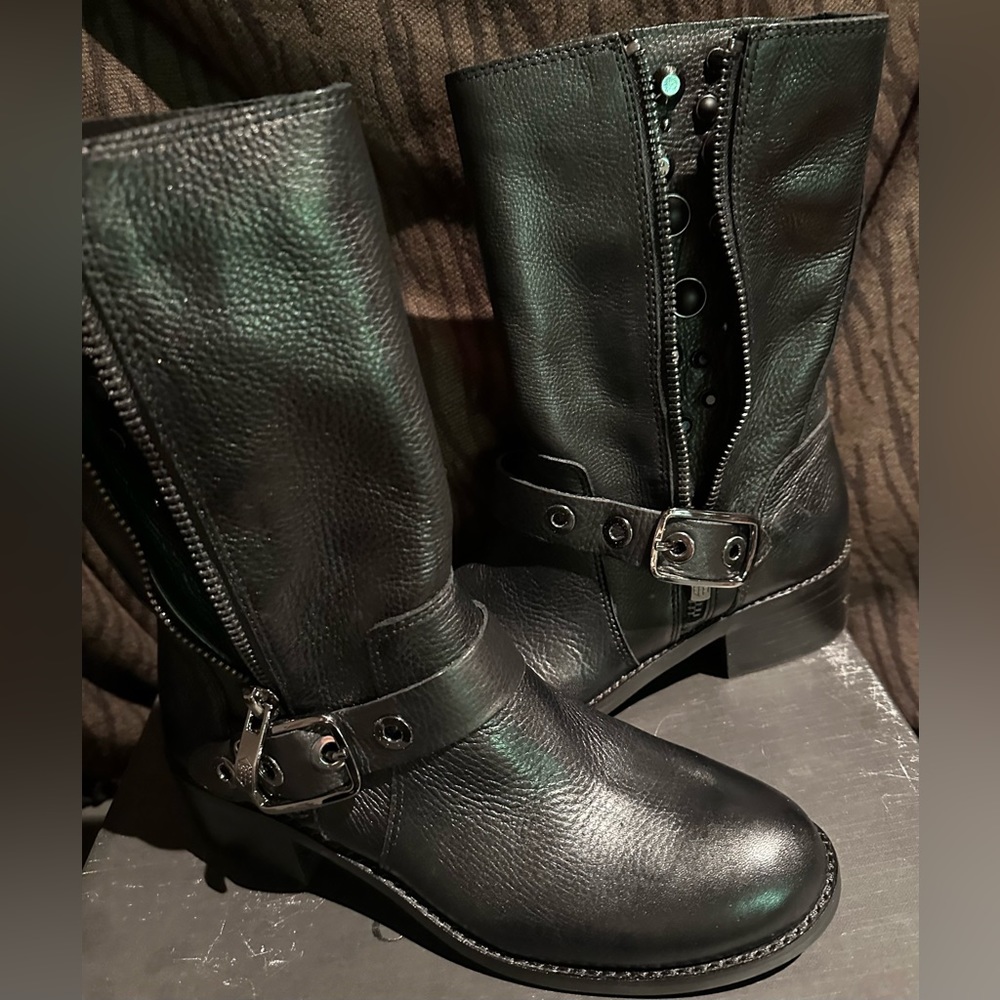 Vince Camputo-Vintage Tumbled Leather-Bejeweled Boots